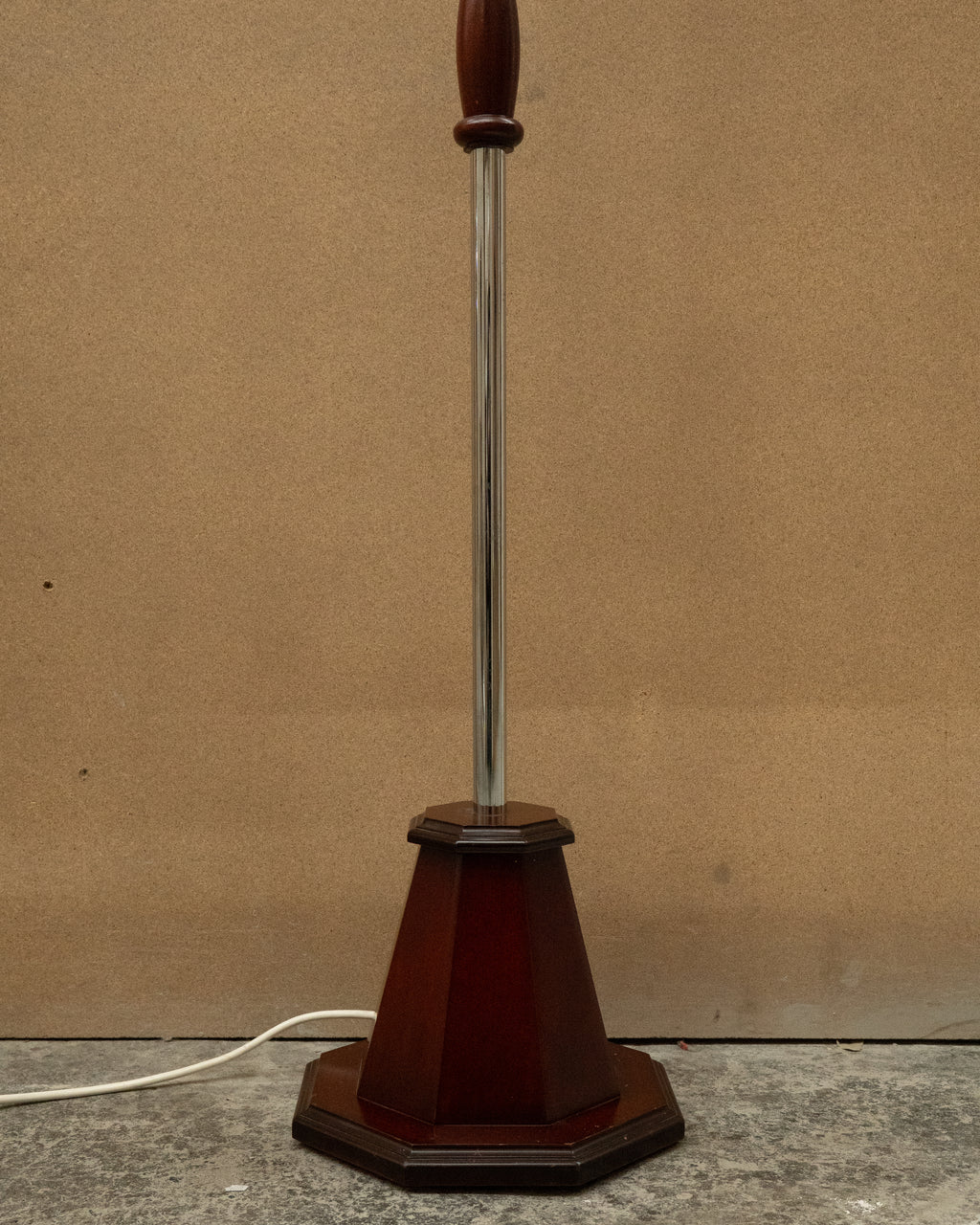 Art deco chrome and wood floor lamp