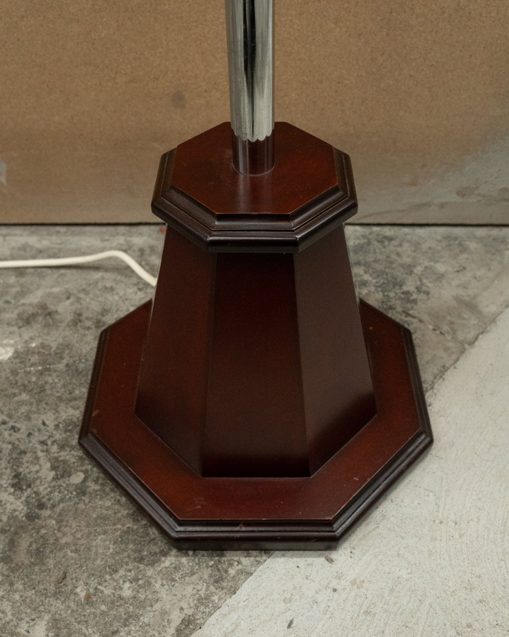 Art deco chrome and wood floor lamp