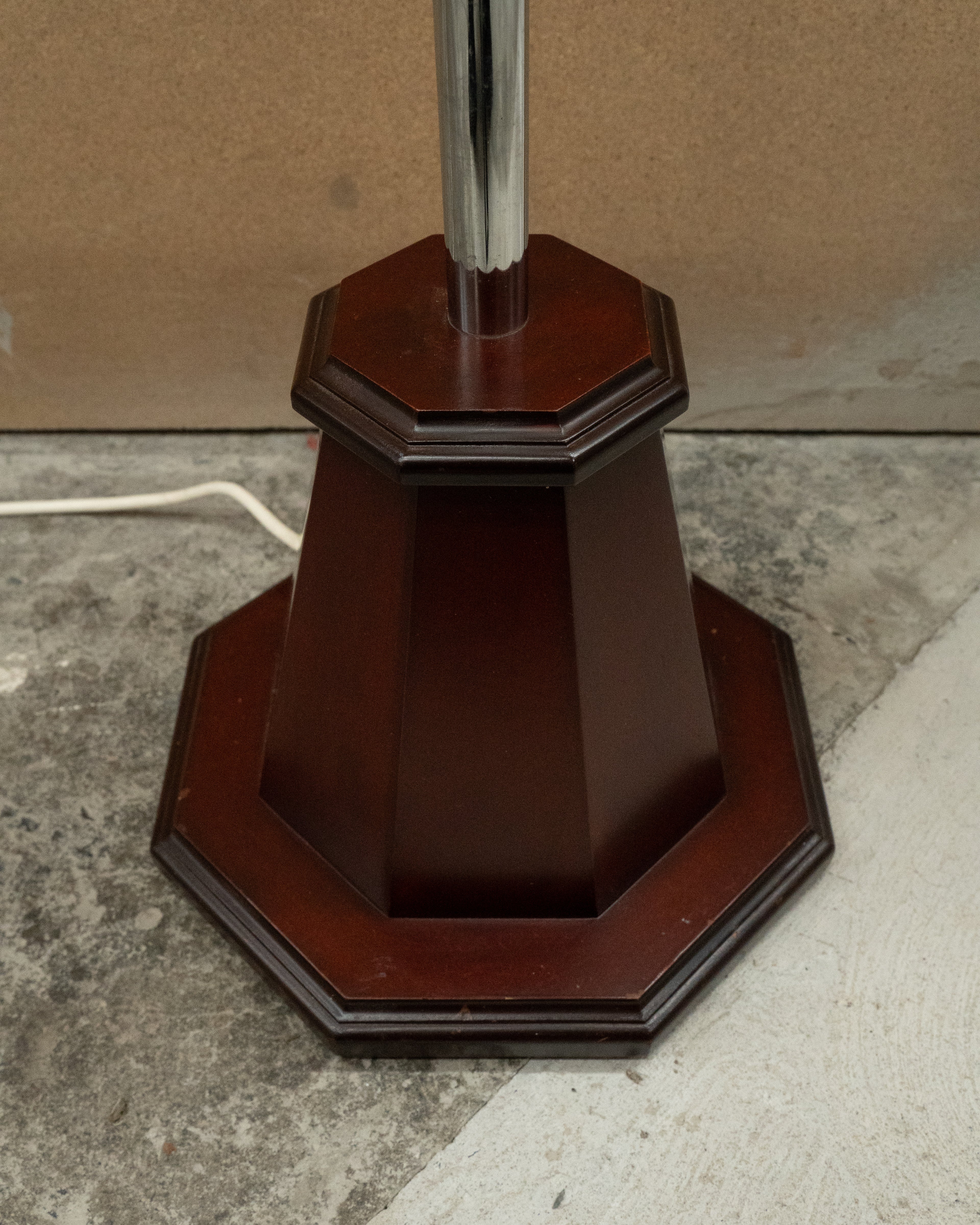 Art deco chrome and wood floor lamp