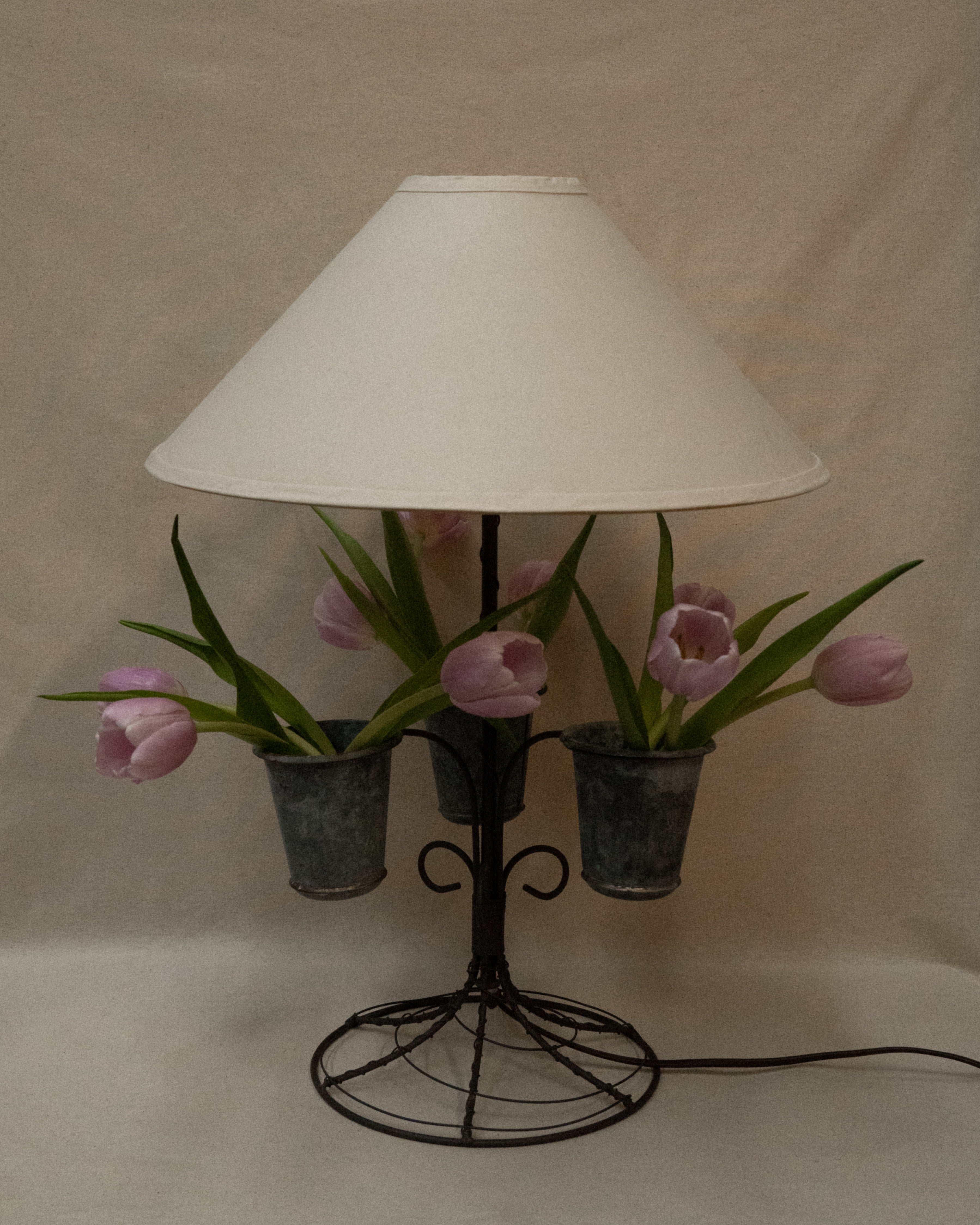 French wire lamp with 3 vessels