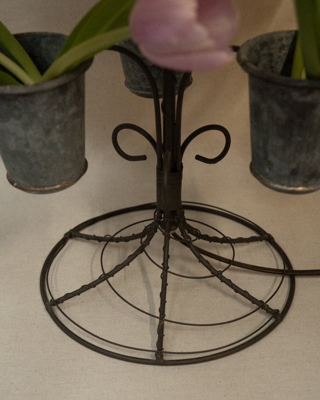 French wire lamp with 3 vessels