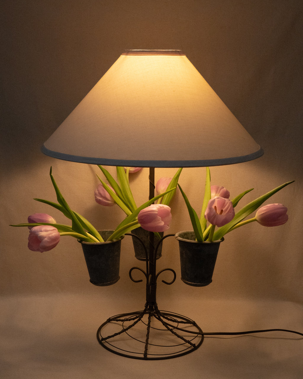 French wire lamp with 3 vessels