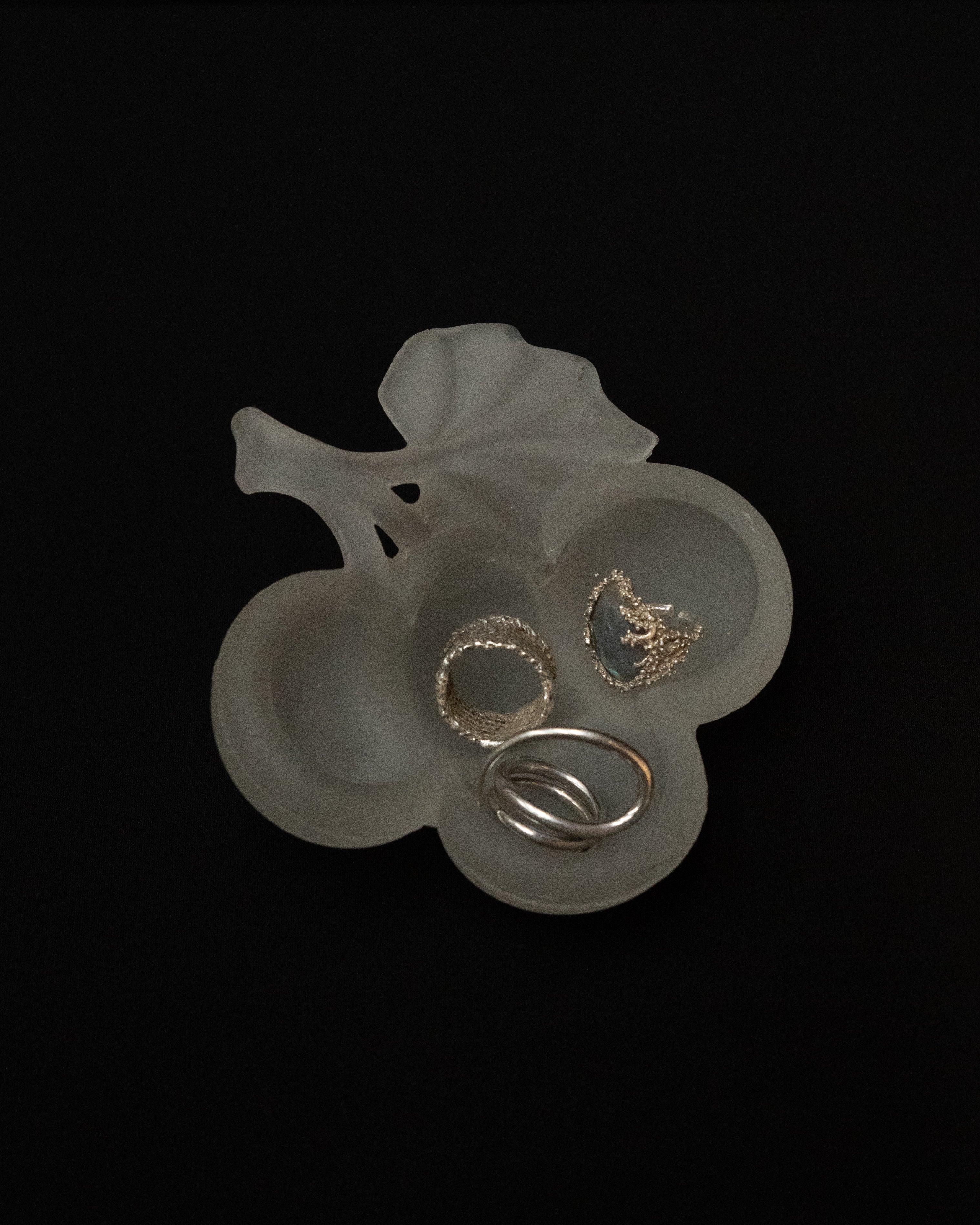 Frosted glass grape trinket dish
