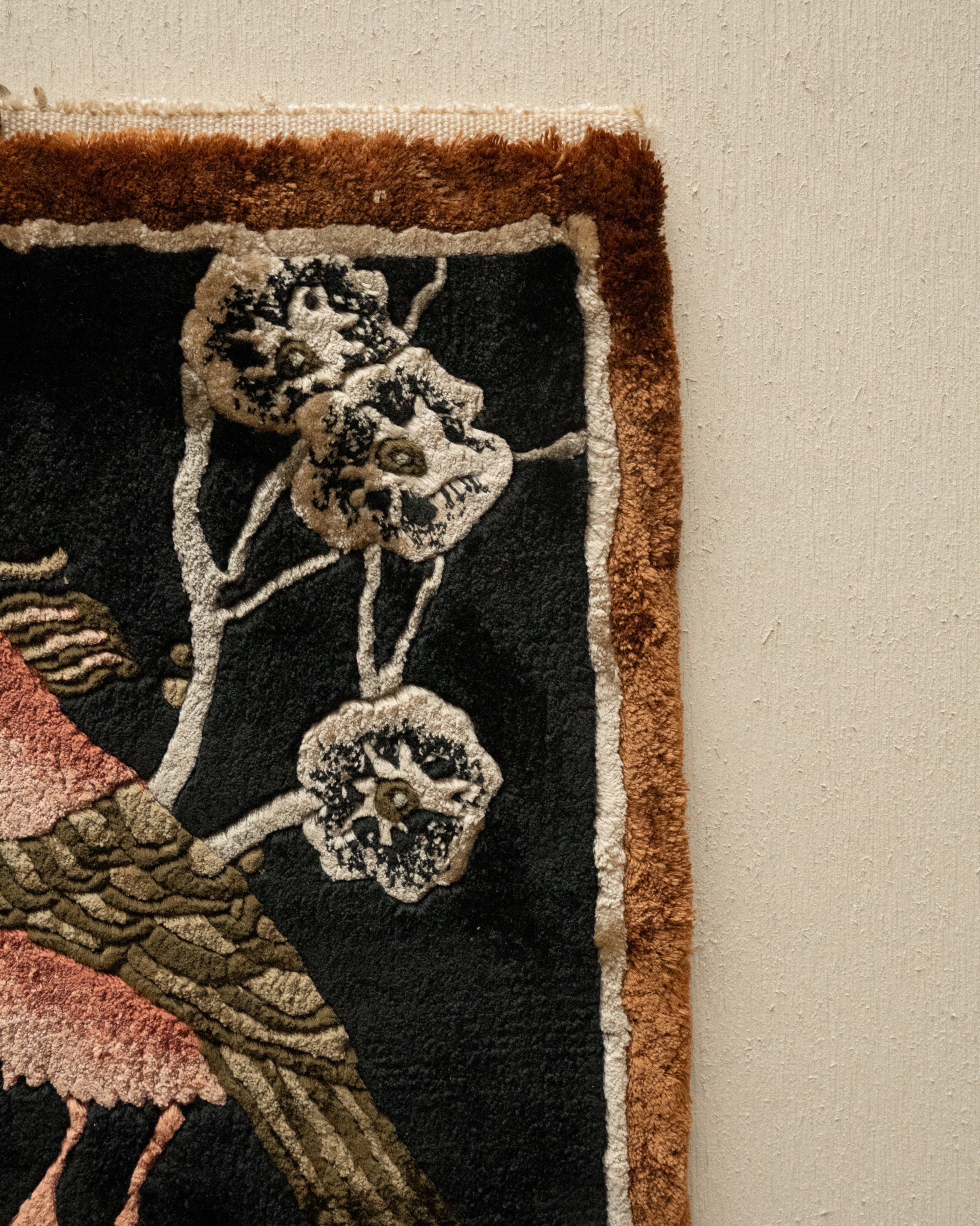100% silk placemat/wall hanging featuring birds and flowers