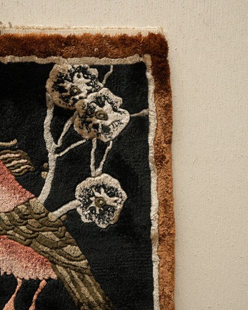 100% silk placemat/wall hanging featuring birds and flowers