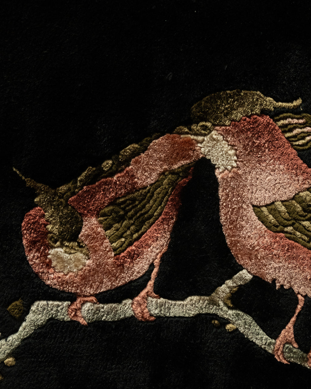 100% silk placemat/wall hanging featuring birds and flowers