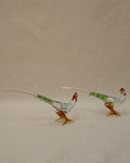 Pair of hand blown art glass pheasants