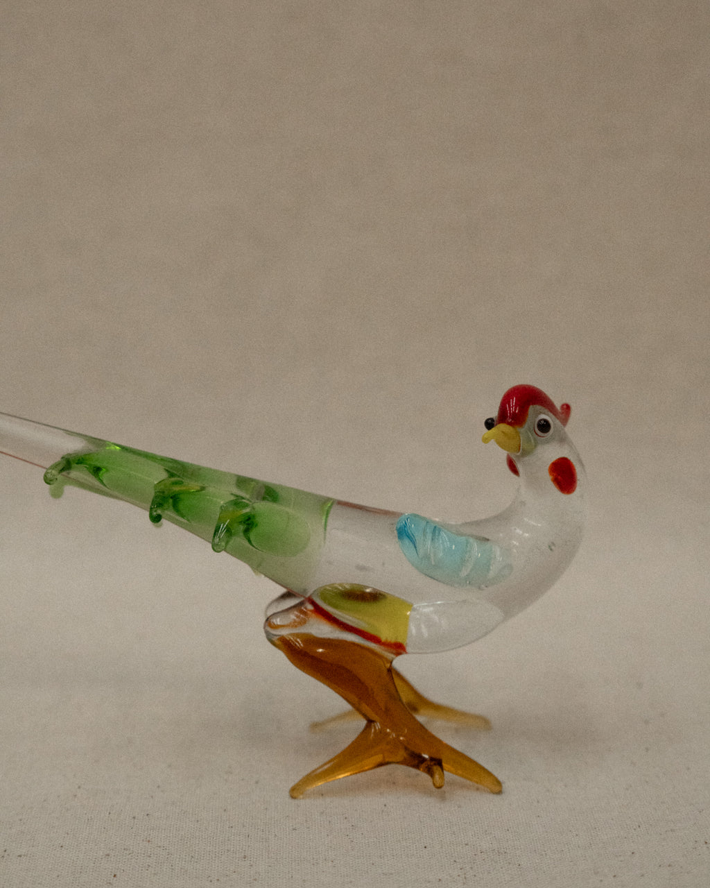 Pair of hand blown art glass pheasants