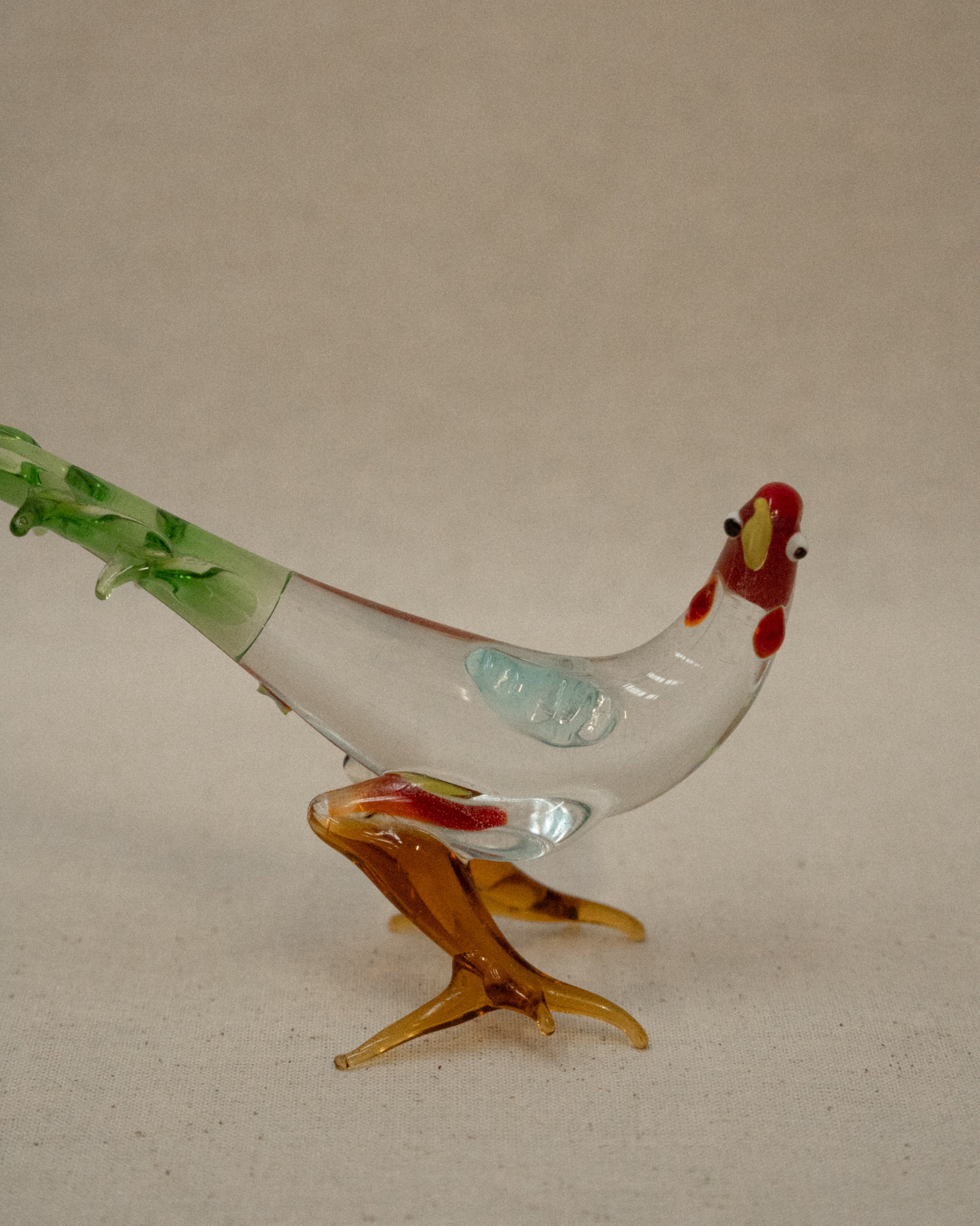 Pair of hand blown art glass pheasants
