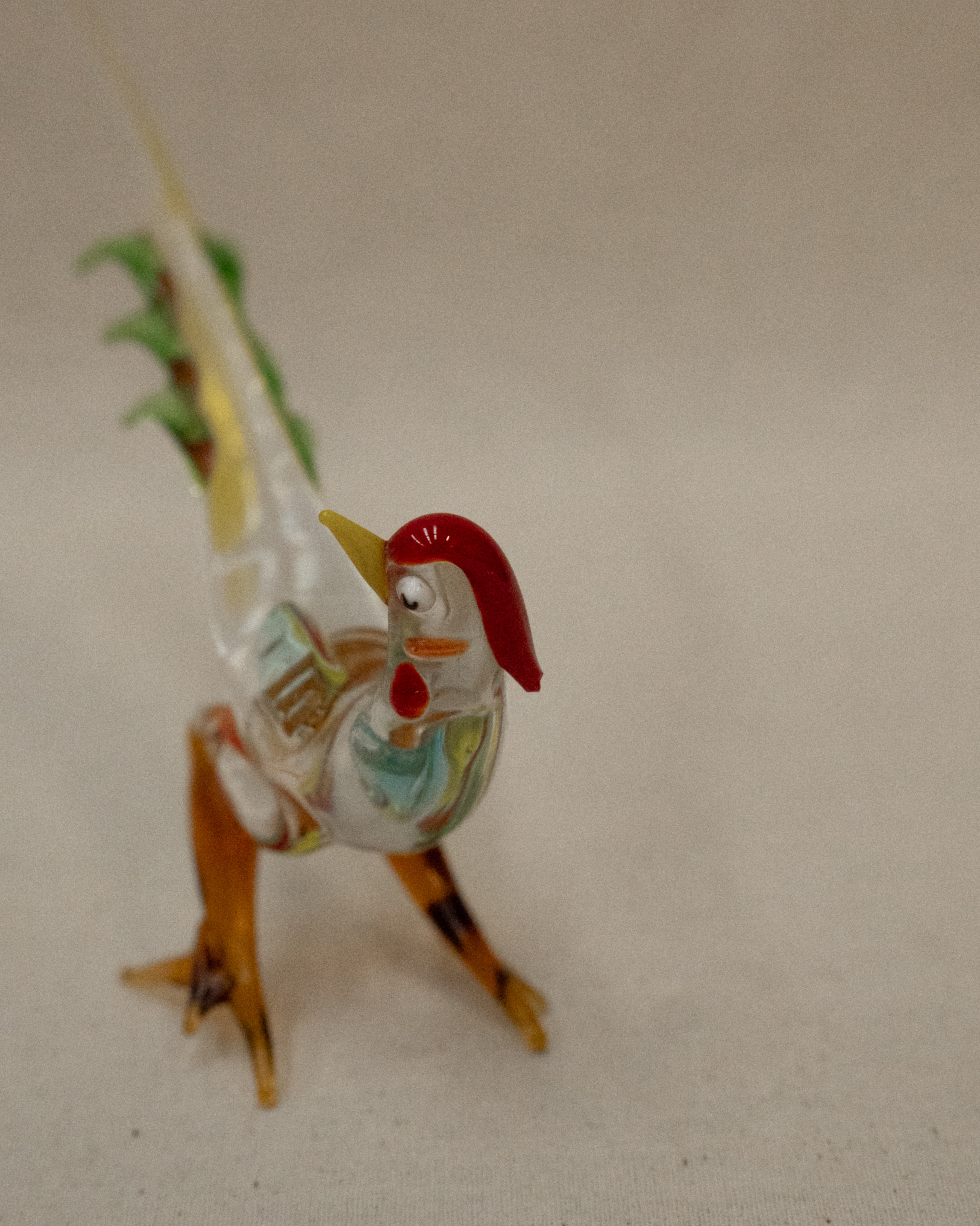 Pair of hand blown art glass pheasants