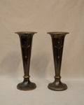 Pair of English Art Nouveau solid brass vases