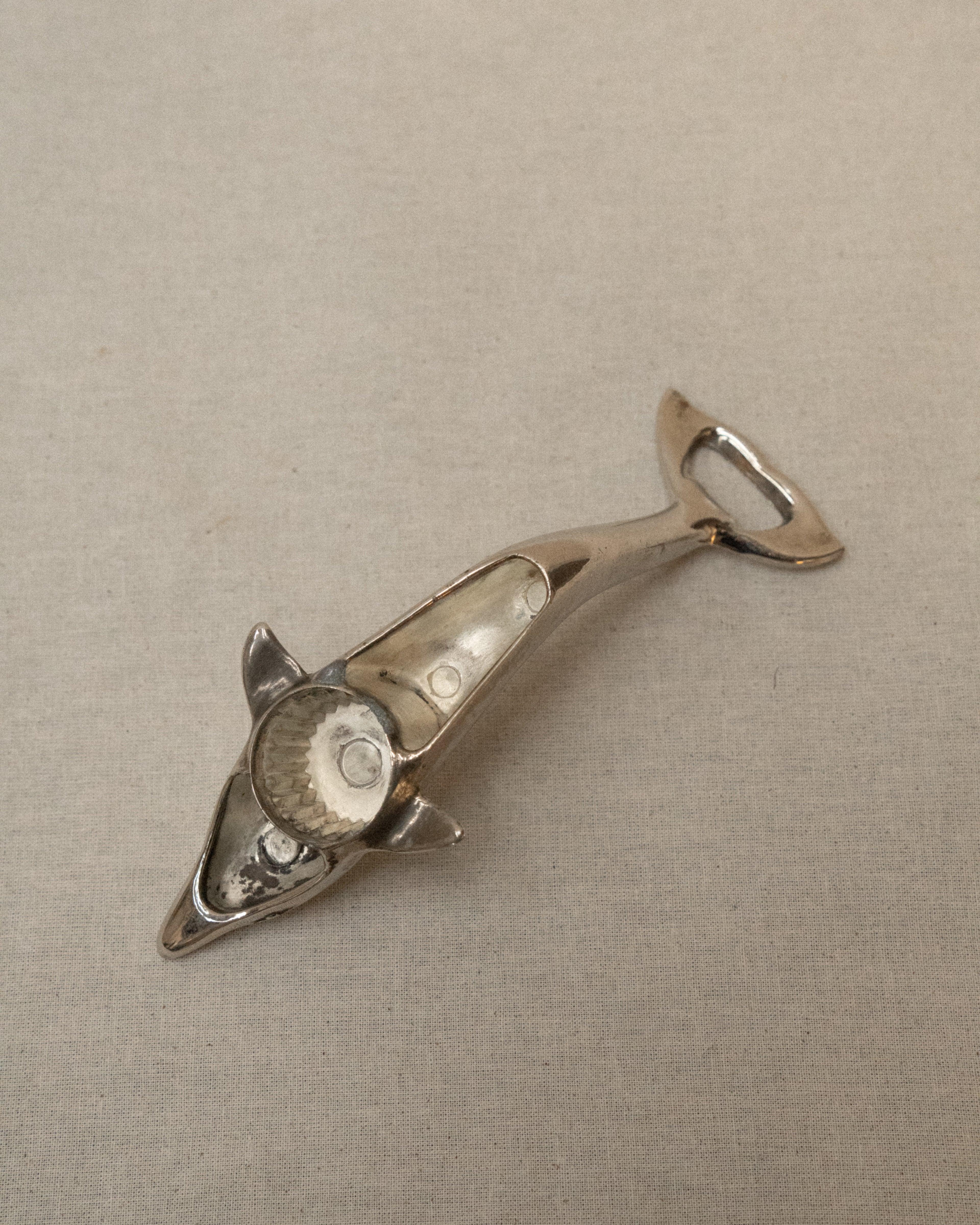 Silver plated dolphin 2 in 1 bottle opener