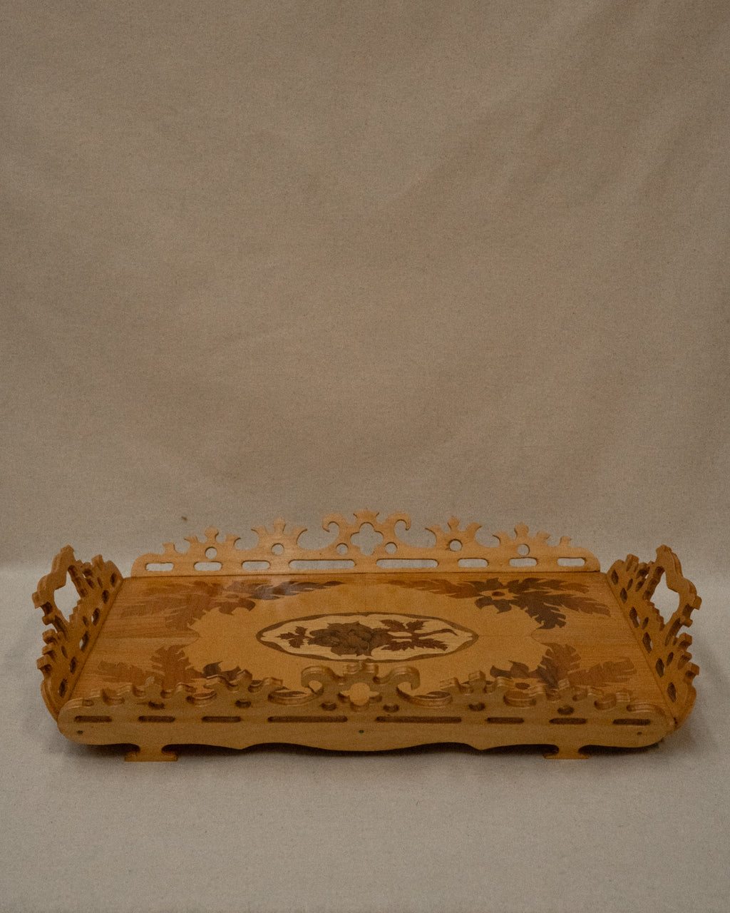 Wood floral marquetry tray