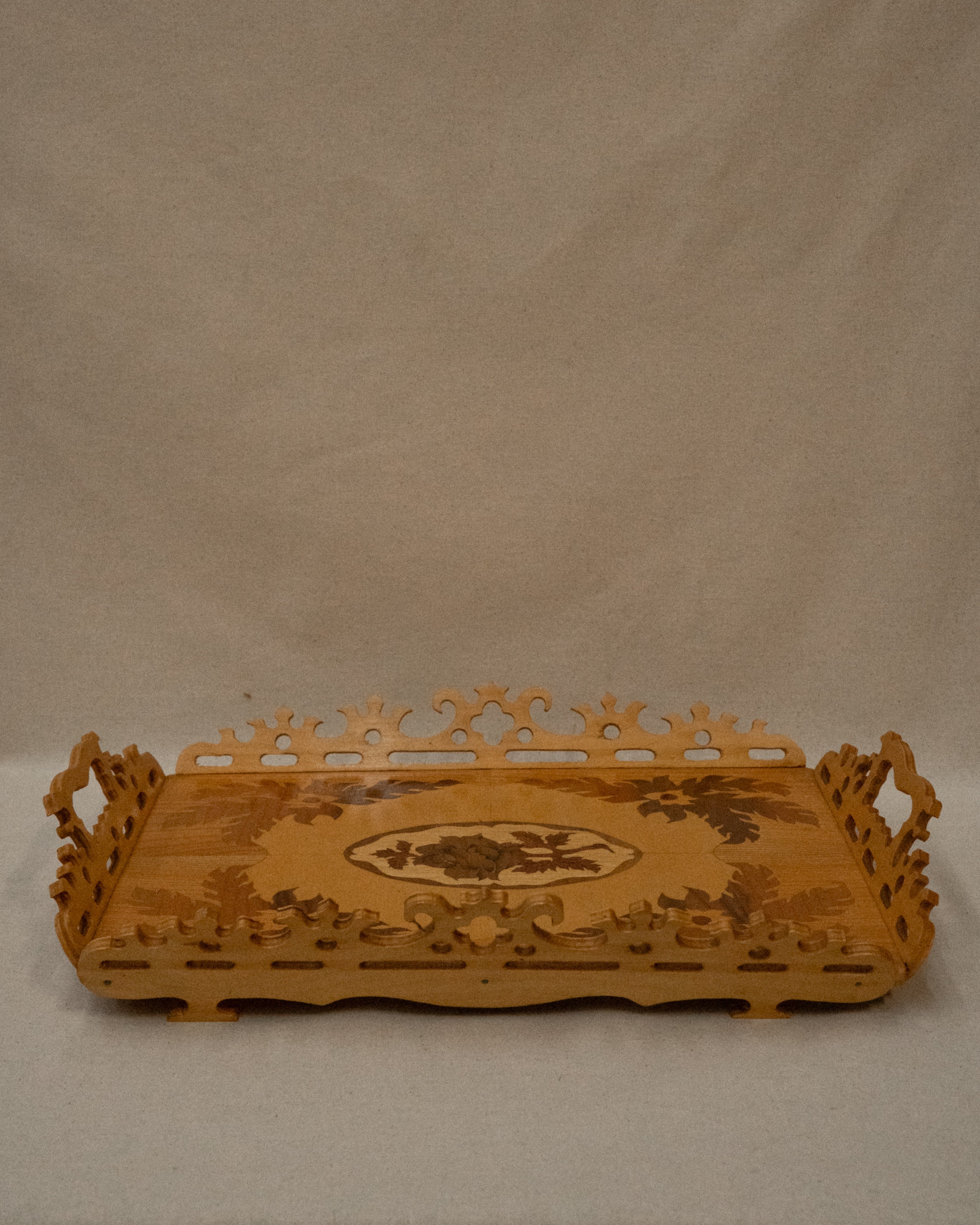Wood floral marquetry tray