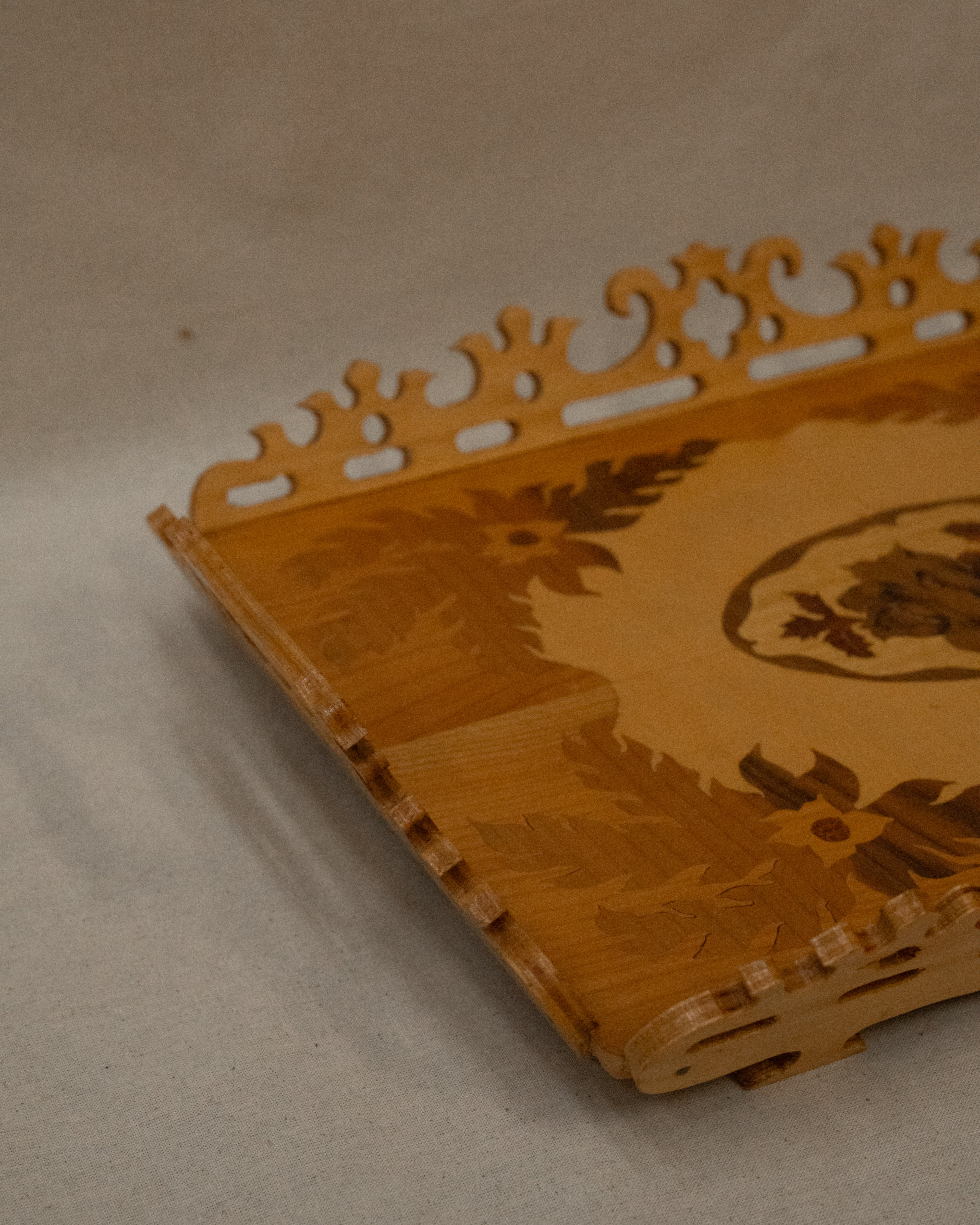 Wood floral marquetry tray