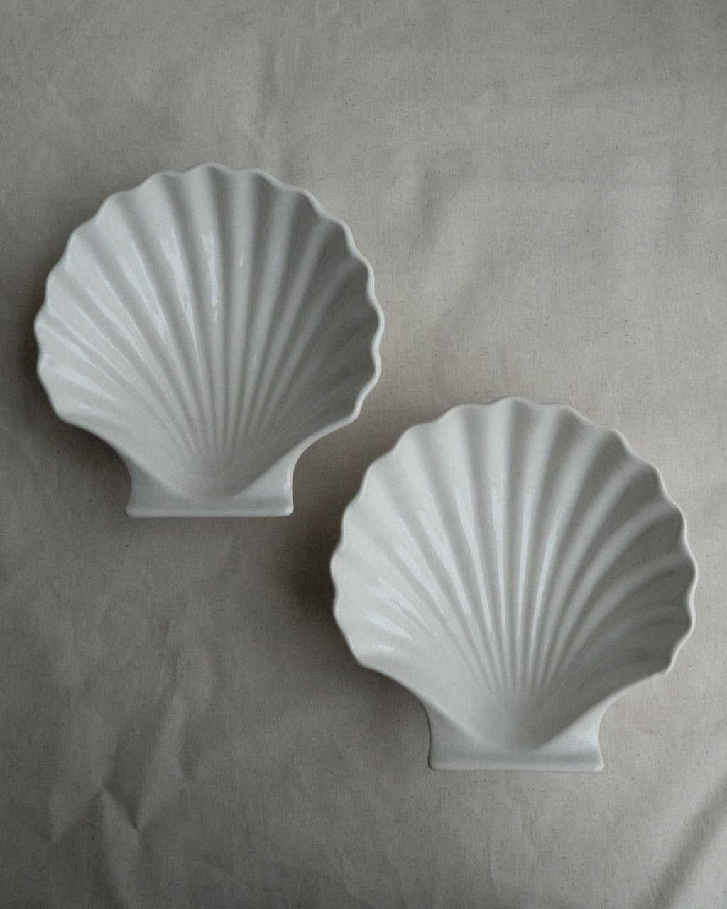 White ceramic shell dish, Made in Japan