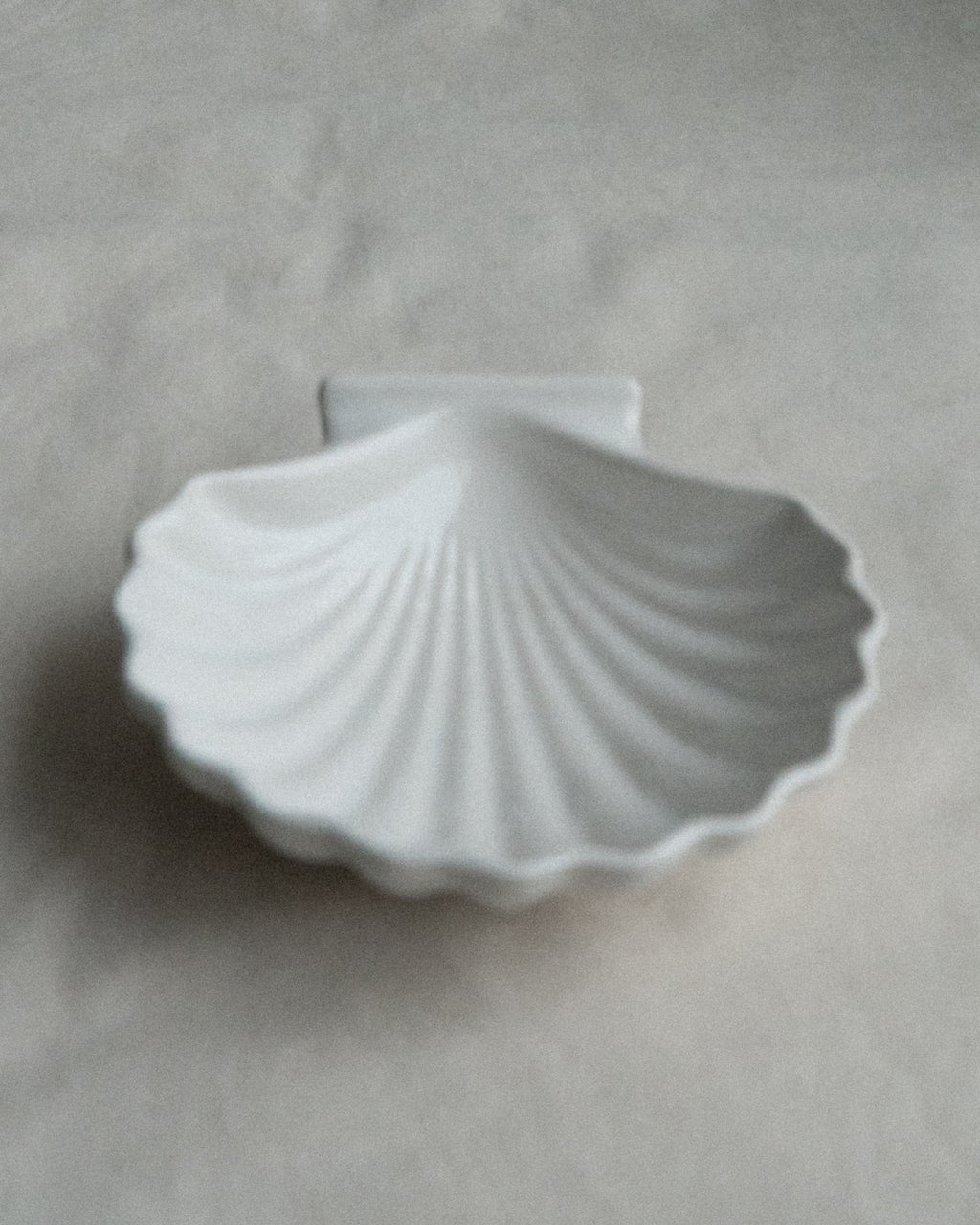 White ceramic shell dish, Made in Japan