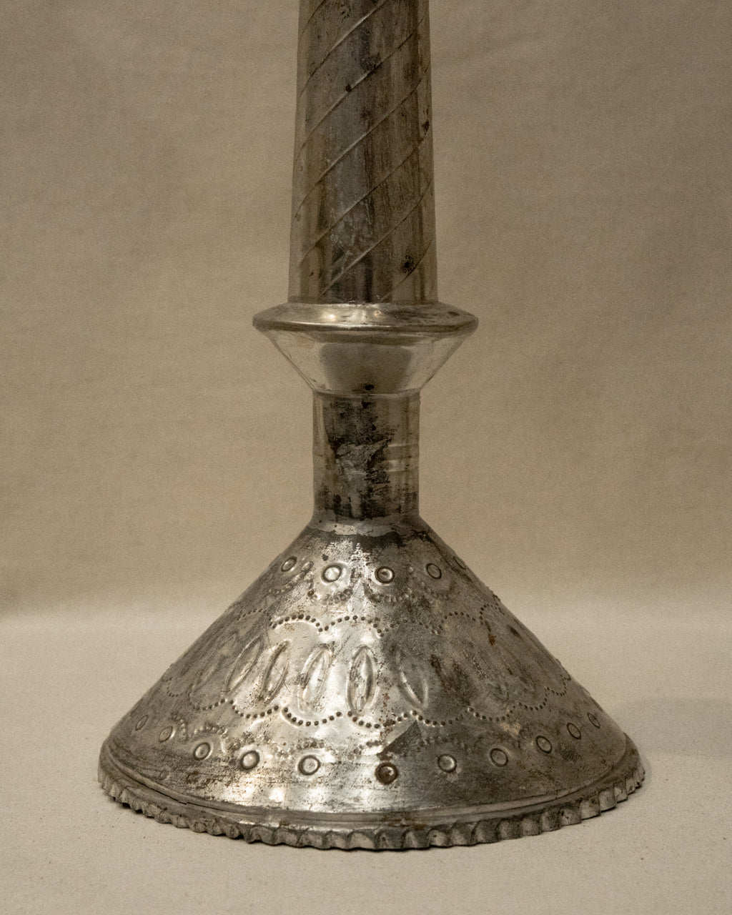 Mexican folk art punched tin candle holders