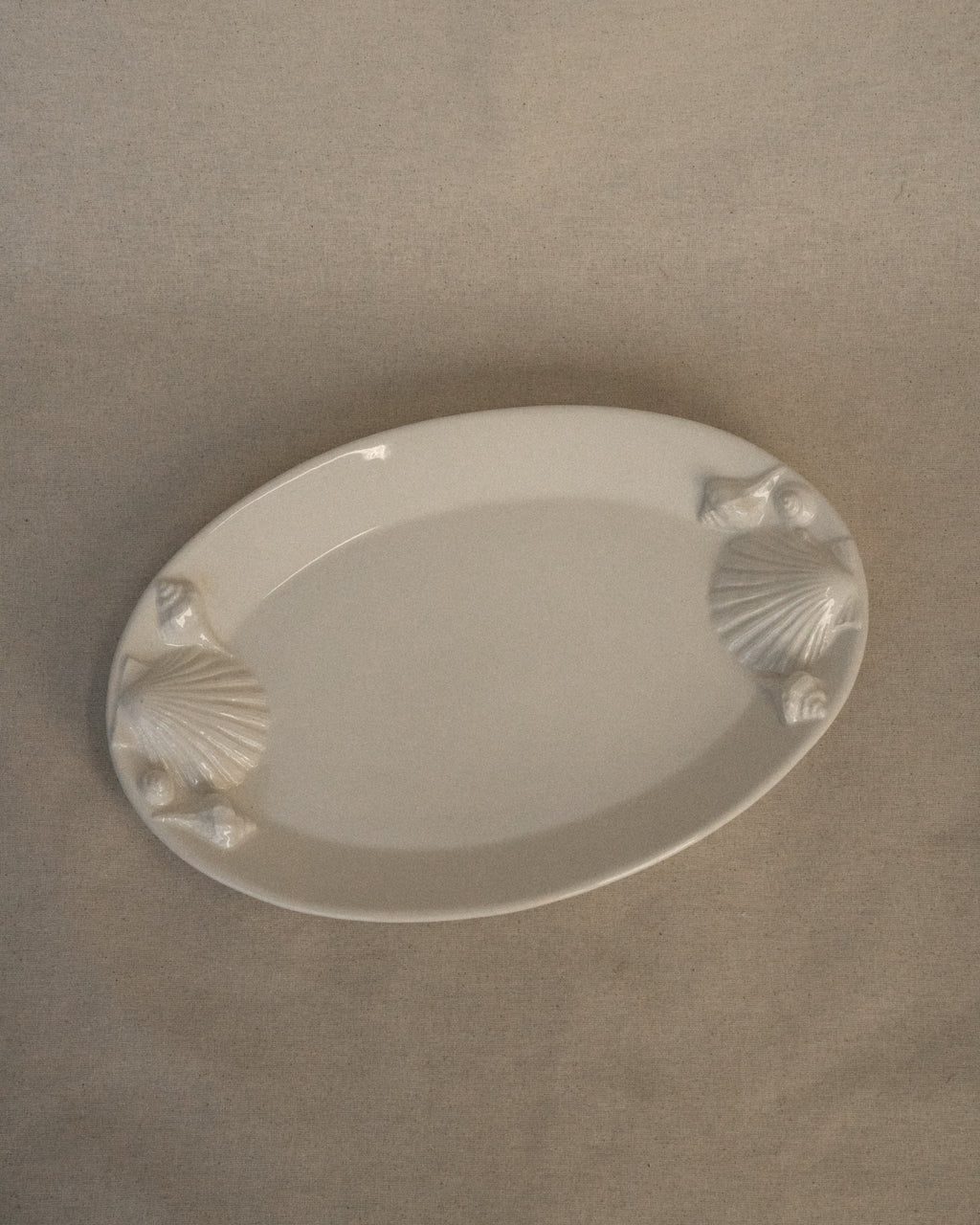Italian white ceramic shell plates