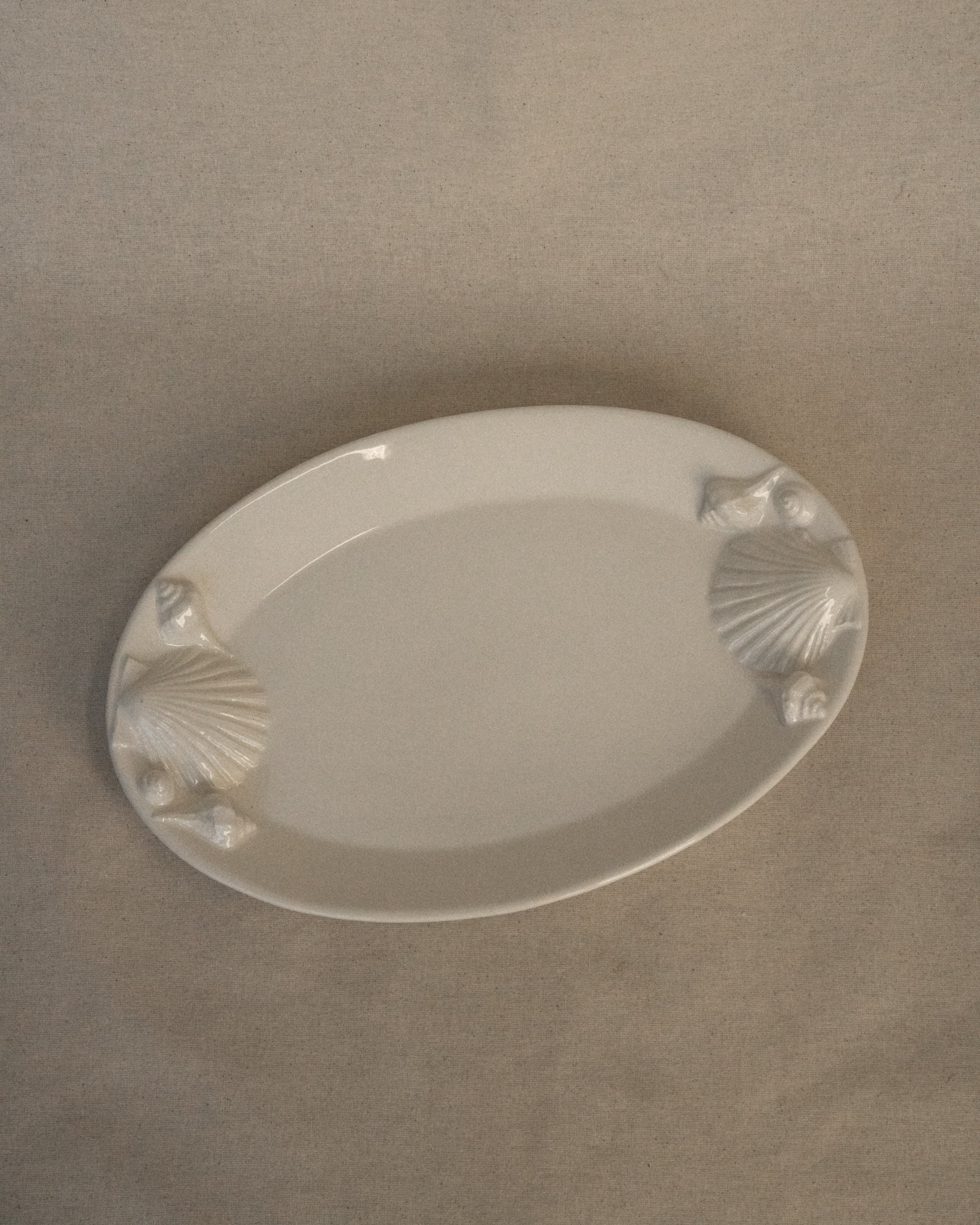 Italian white ceramic shell plates