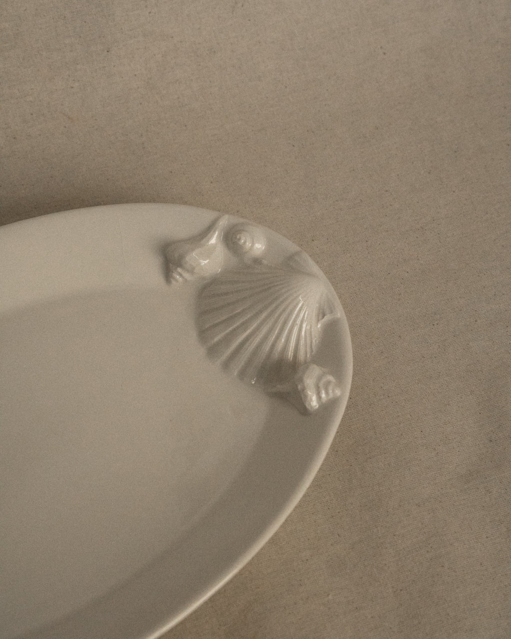 Italian white ceramic shell plates