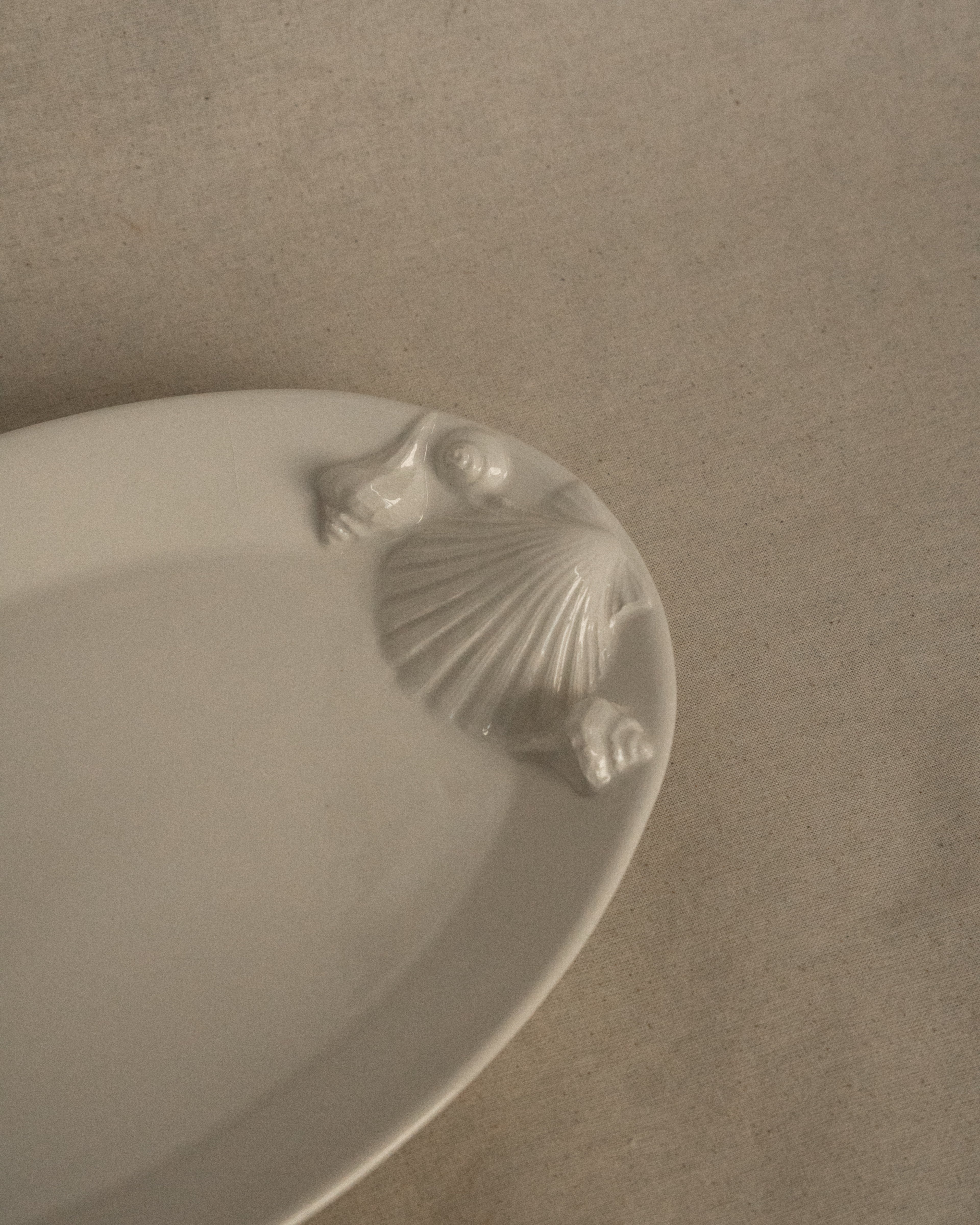 Italian white ceramic shell plates
