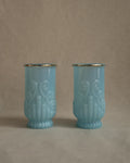 Pair of blue opaline glass cups