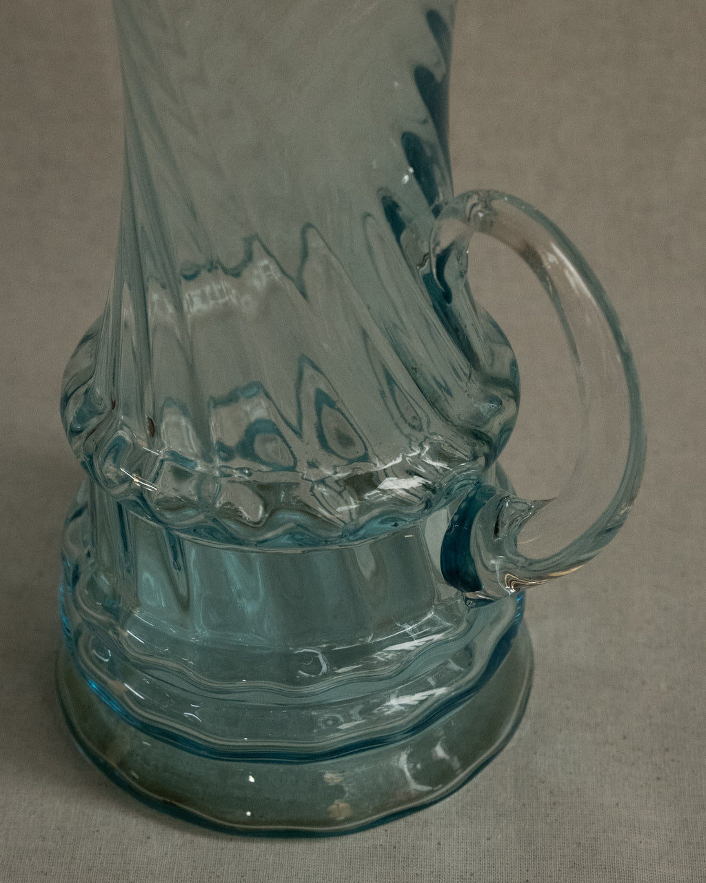 Blue art glass pitcher
