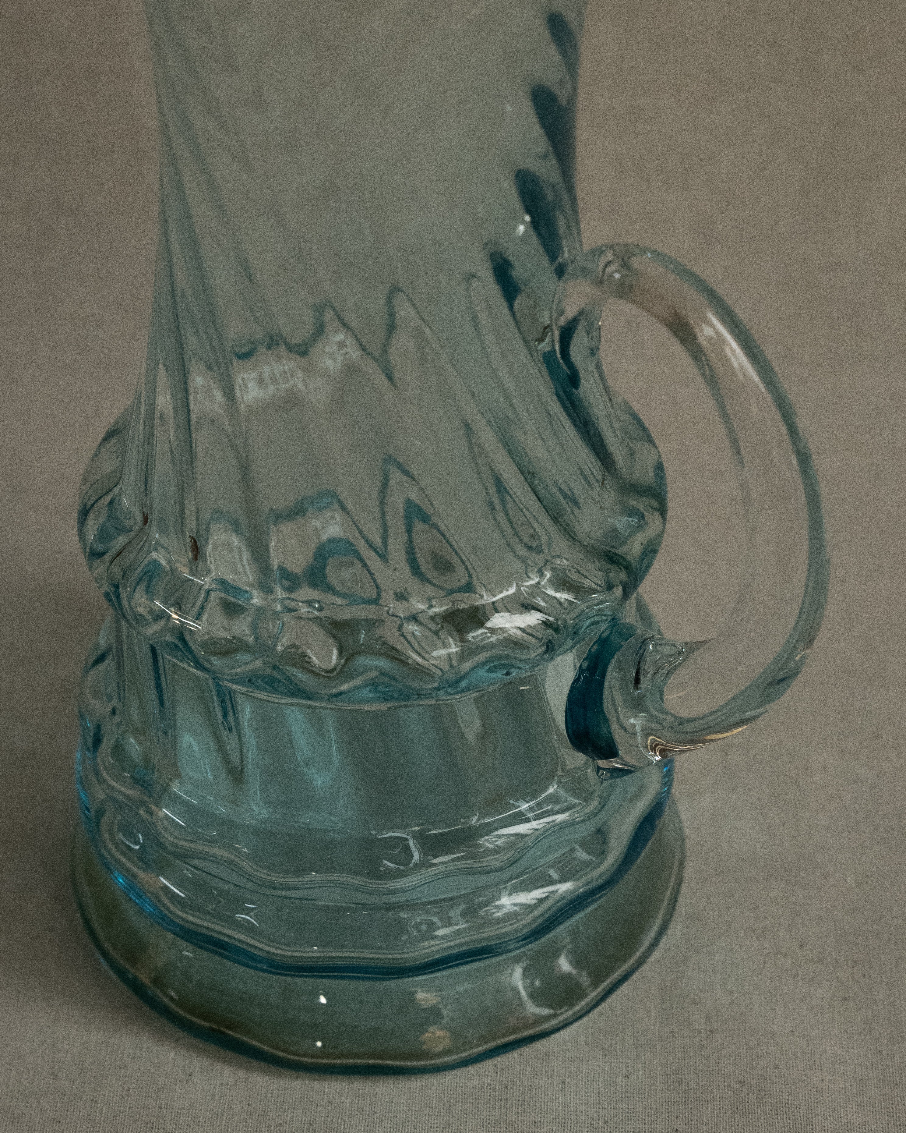 Blue art glass pitcher