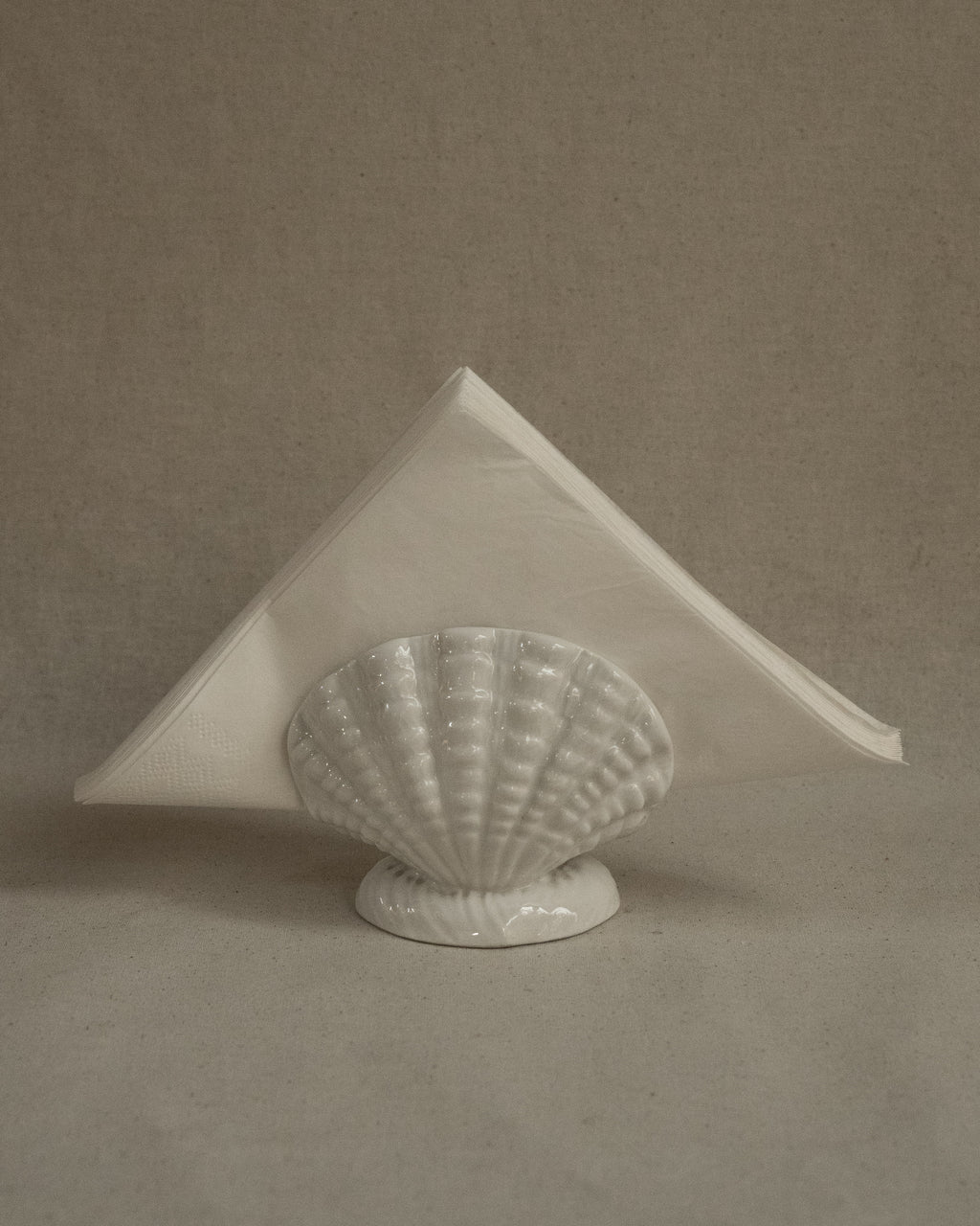 Italian ceramic shell napkin holder