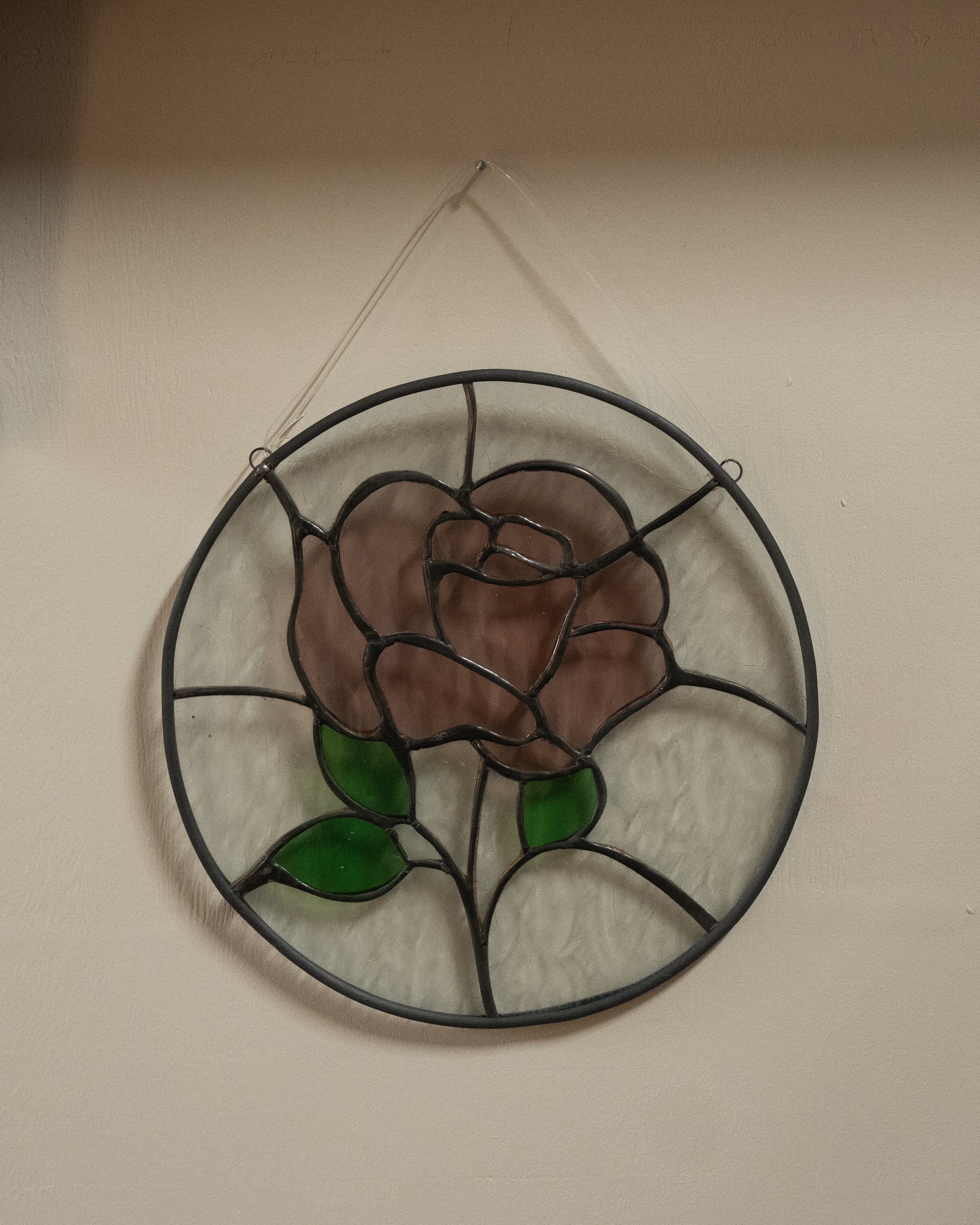 Rose leadlight wall hanging