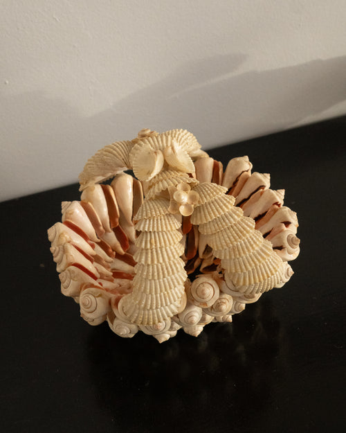 1970s seashell sculpture in the form of a basket