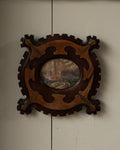 1900s victorian marquetry picture frame with watercolour artwork