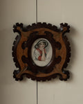 1900s victorian marquetry picture frame with portrait postcard