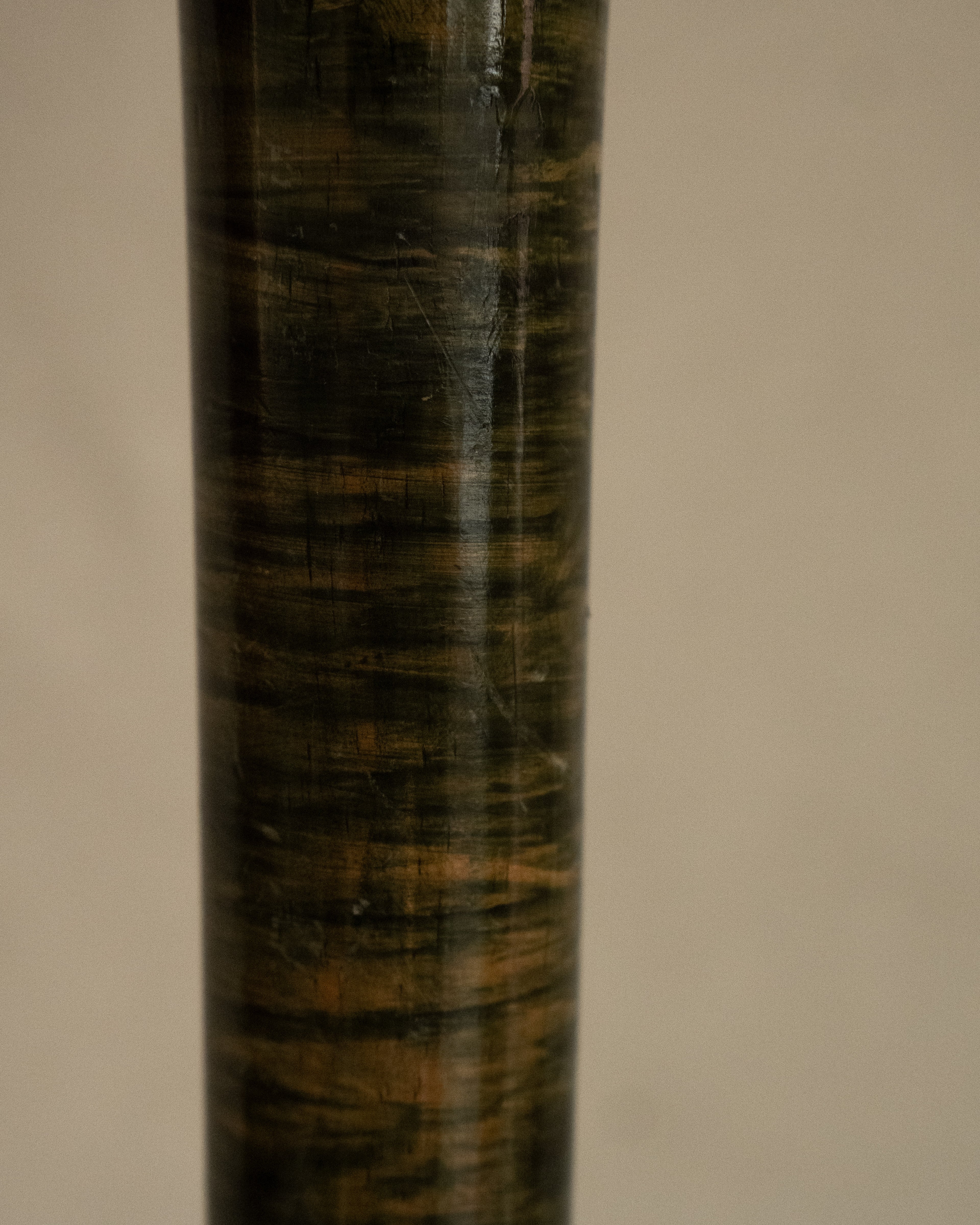 Green stained wooden vessel