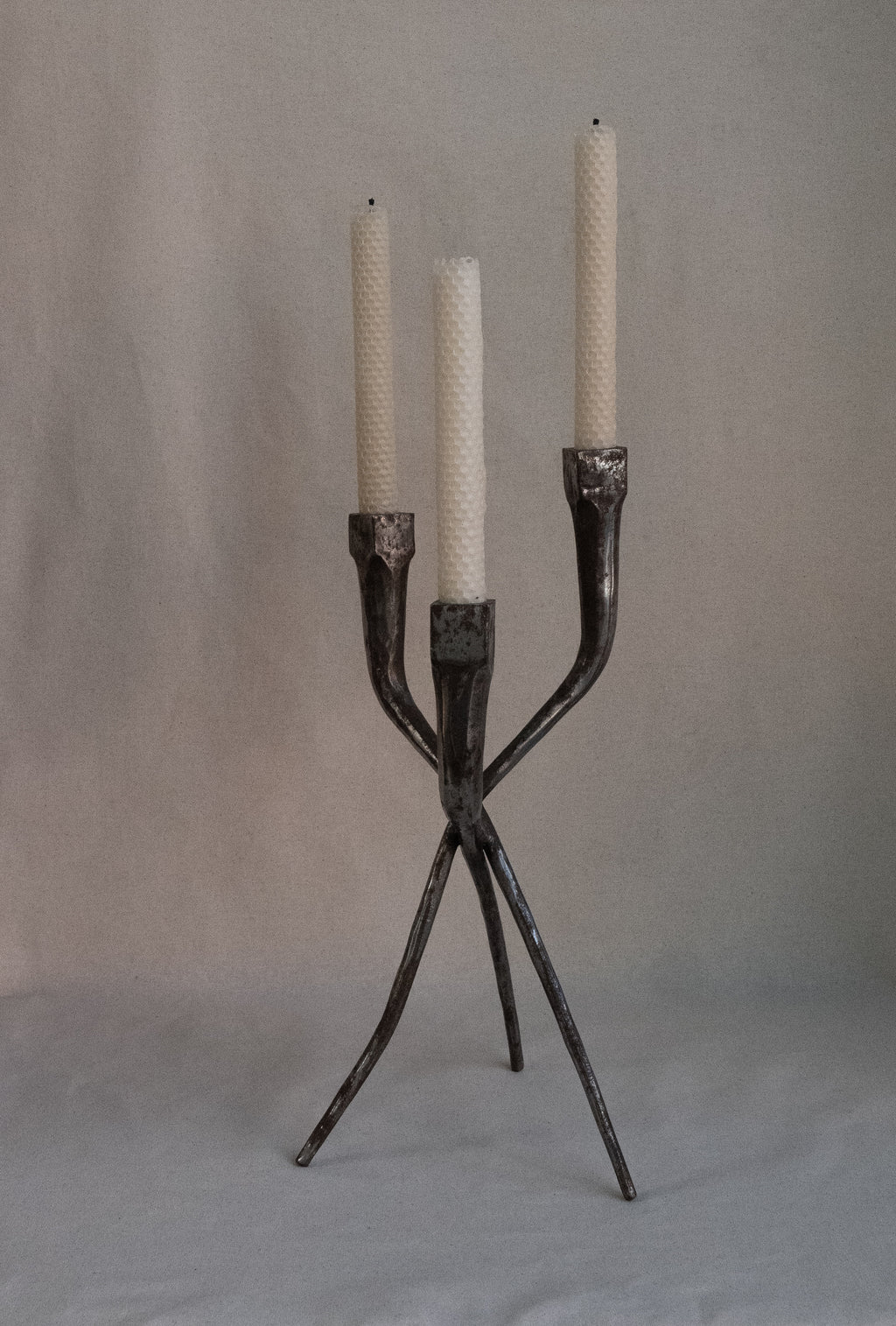 Brutalist metal candelabra