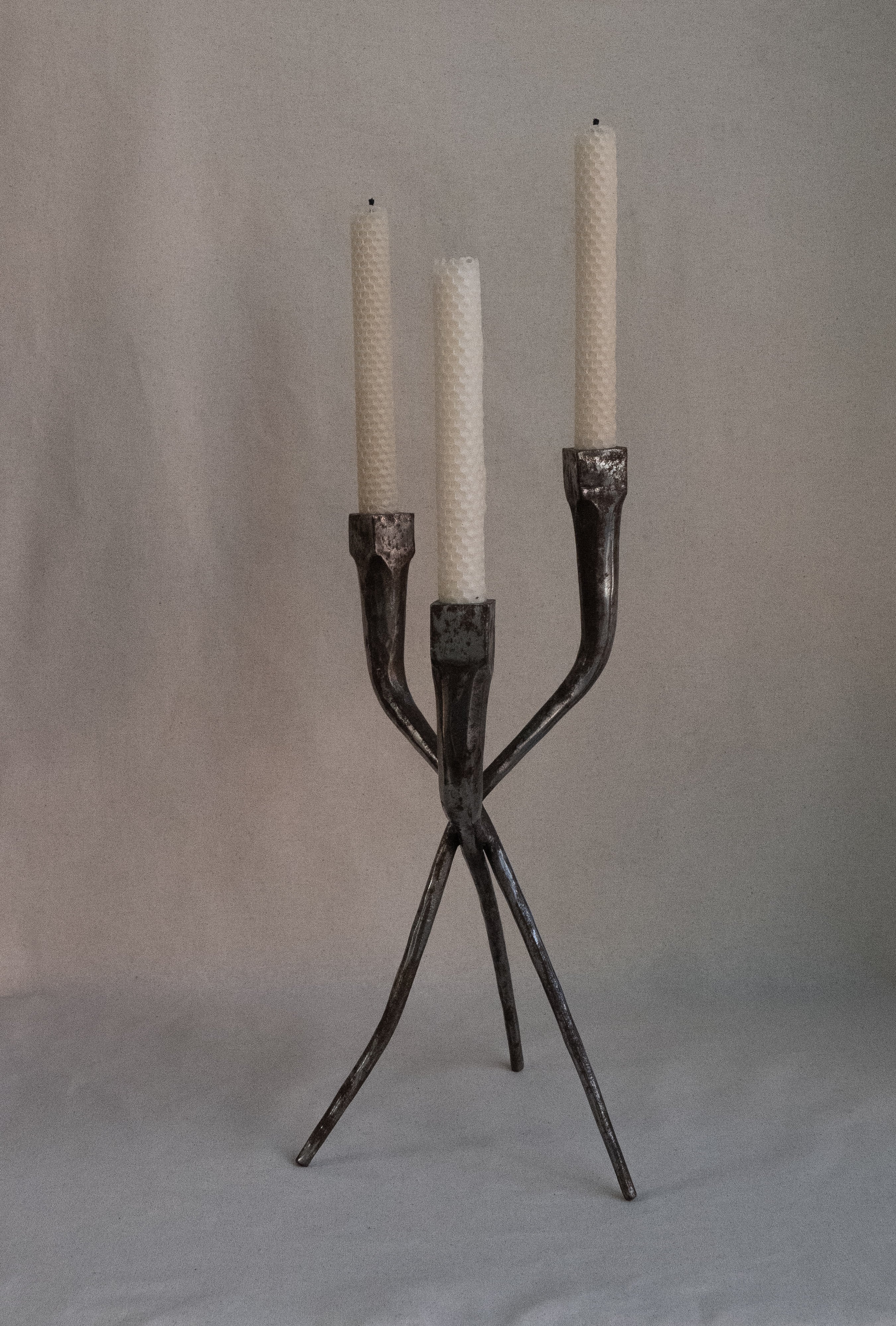 Brutalist metal candelabra