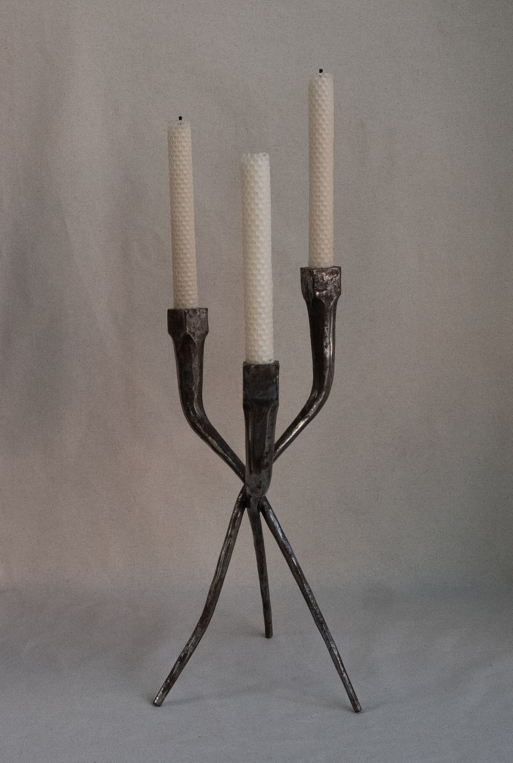 Brutalist metal candelabra