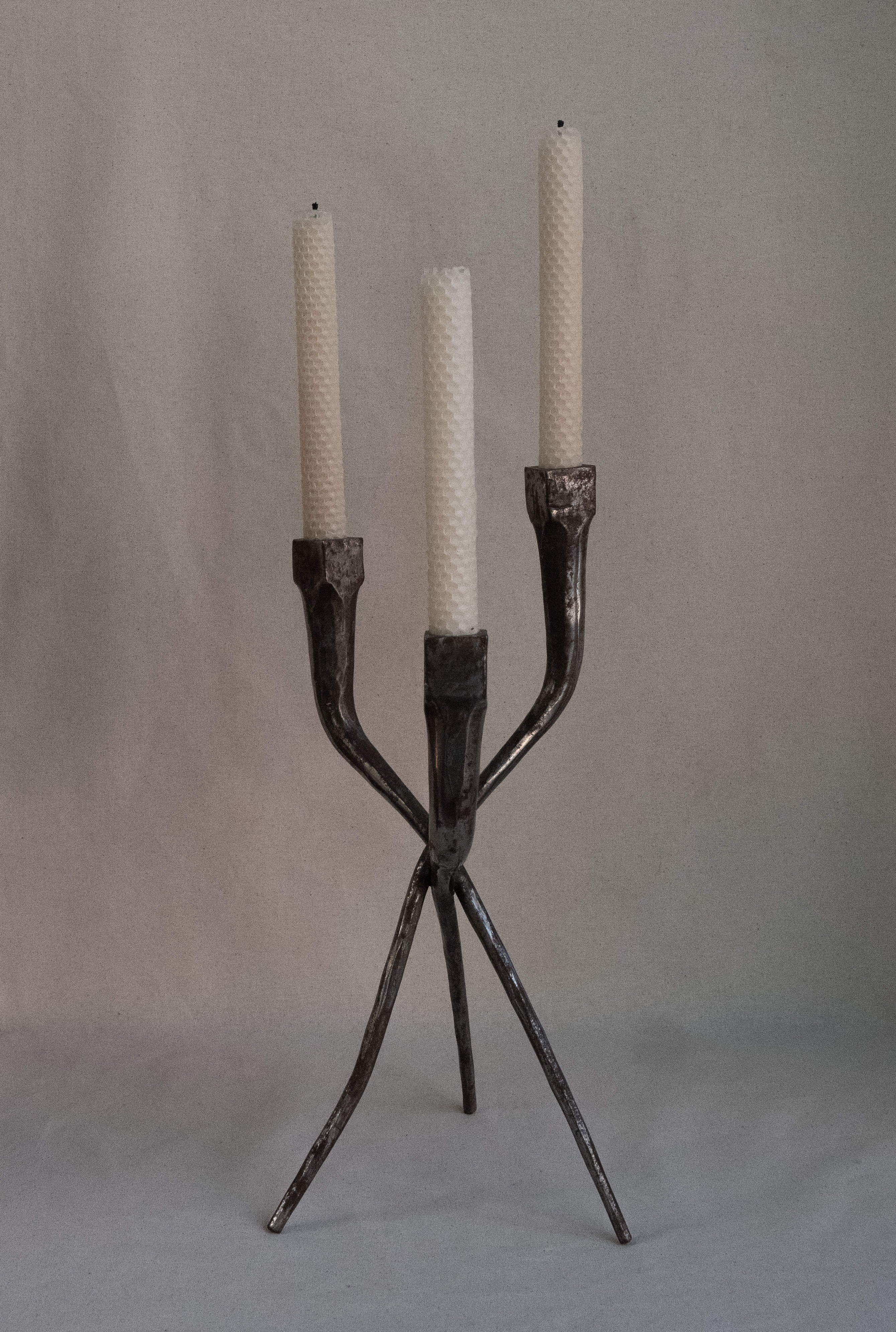 Brutalist metal candelabra