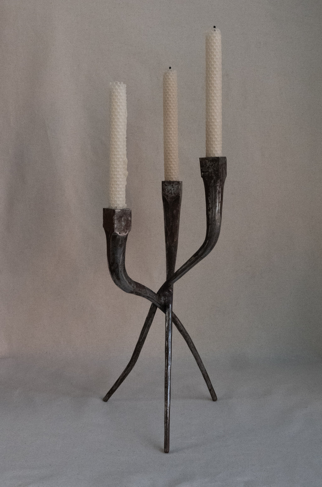 Brutalist metal candelabra