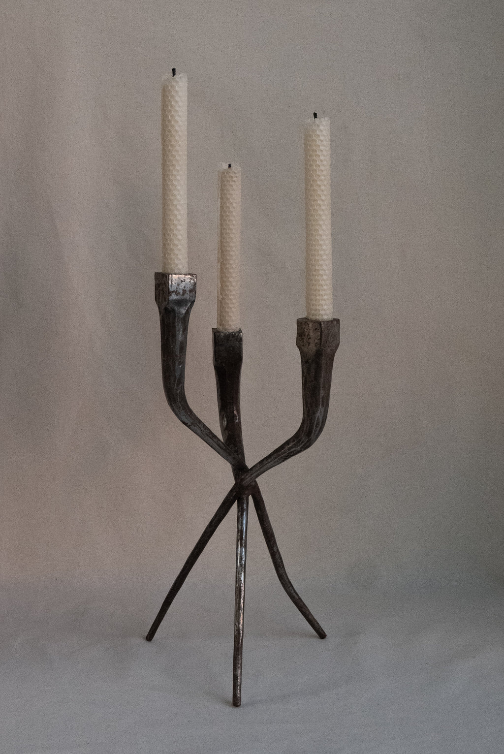 Brutalist metal candelabra