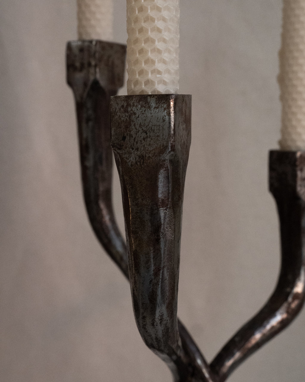 Brutalist metal candelabra