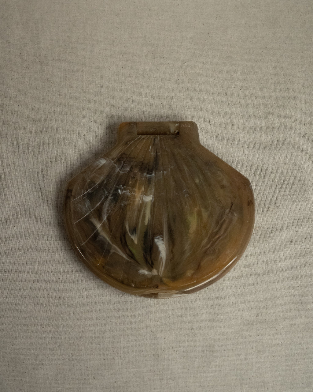 Foldable dual-sided celluloid shell mirror, Made in Japan