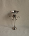 Silver plated tapered vase with spiral handles