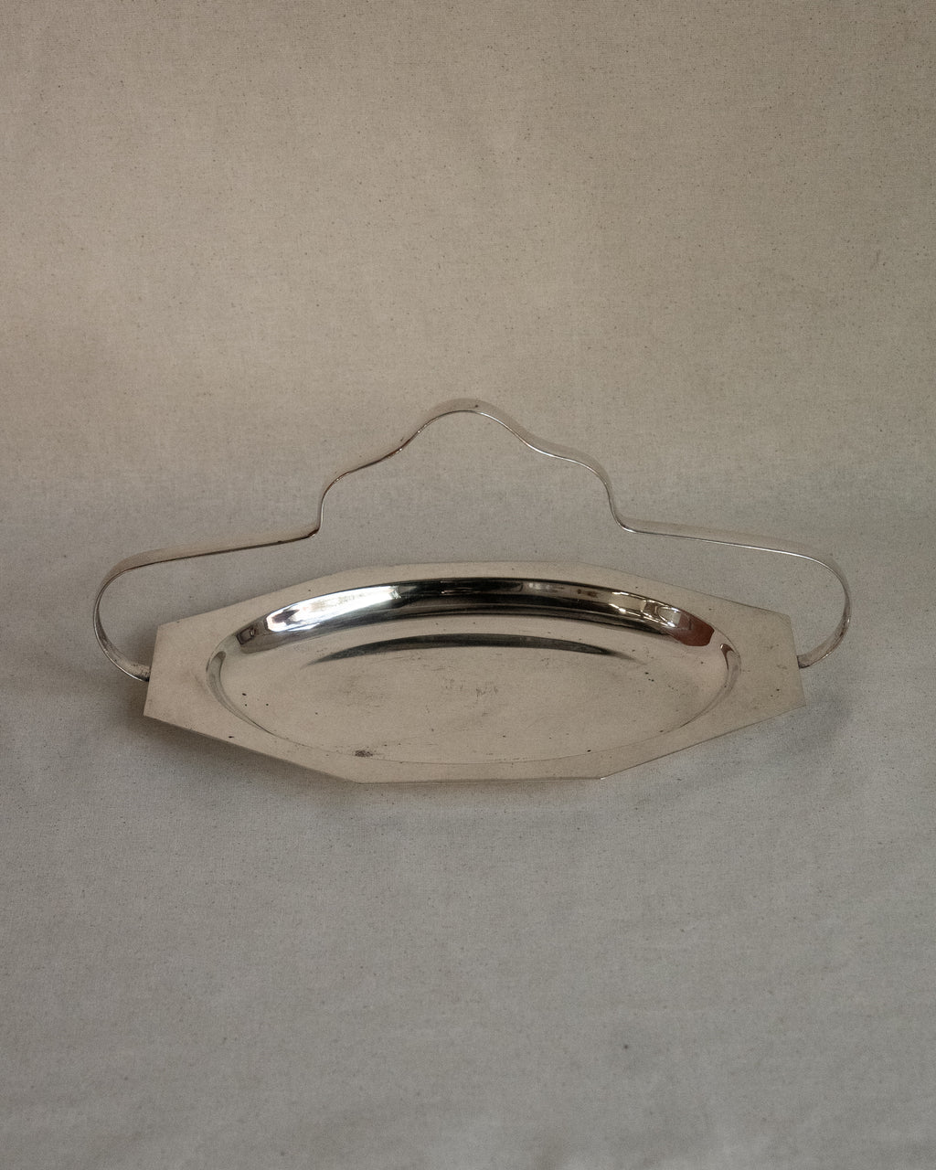 Art deco silver plated tray with handle