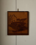 Wood marquetry of landscape wall hanging