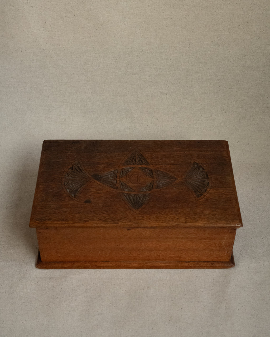 Chip carved wooden box