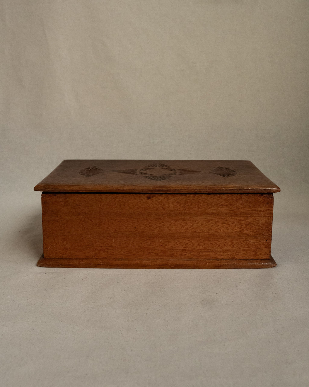 Chip carved wooden box