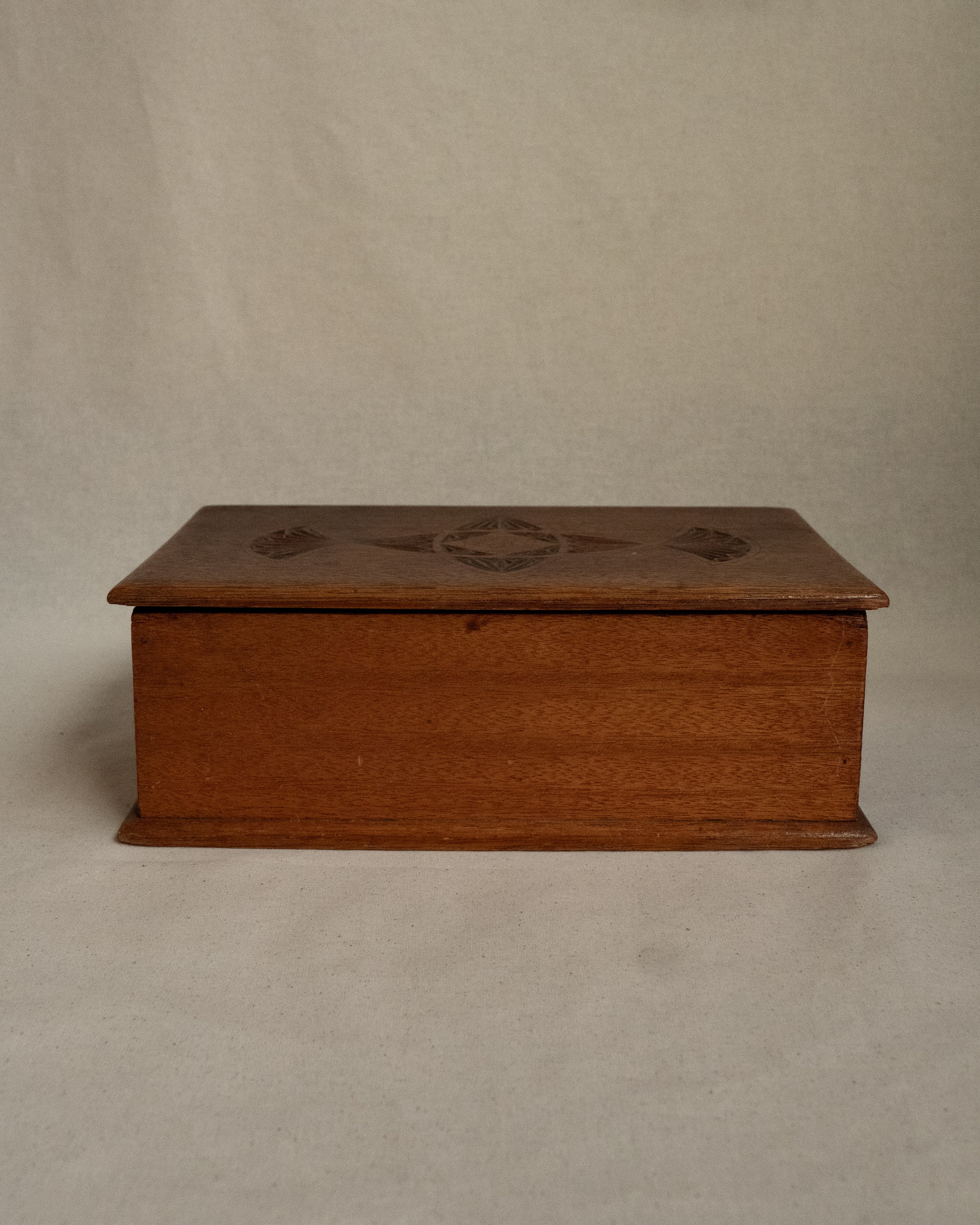 Chip carved wooden box