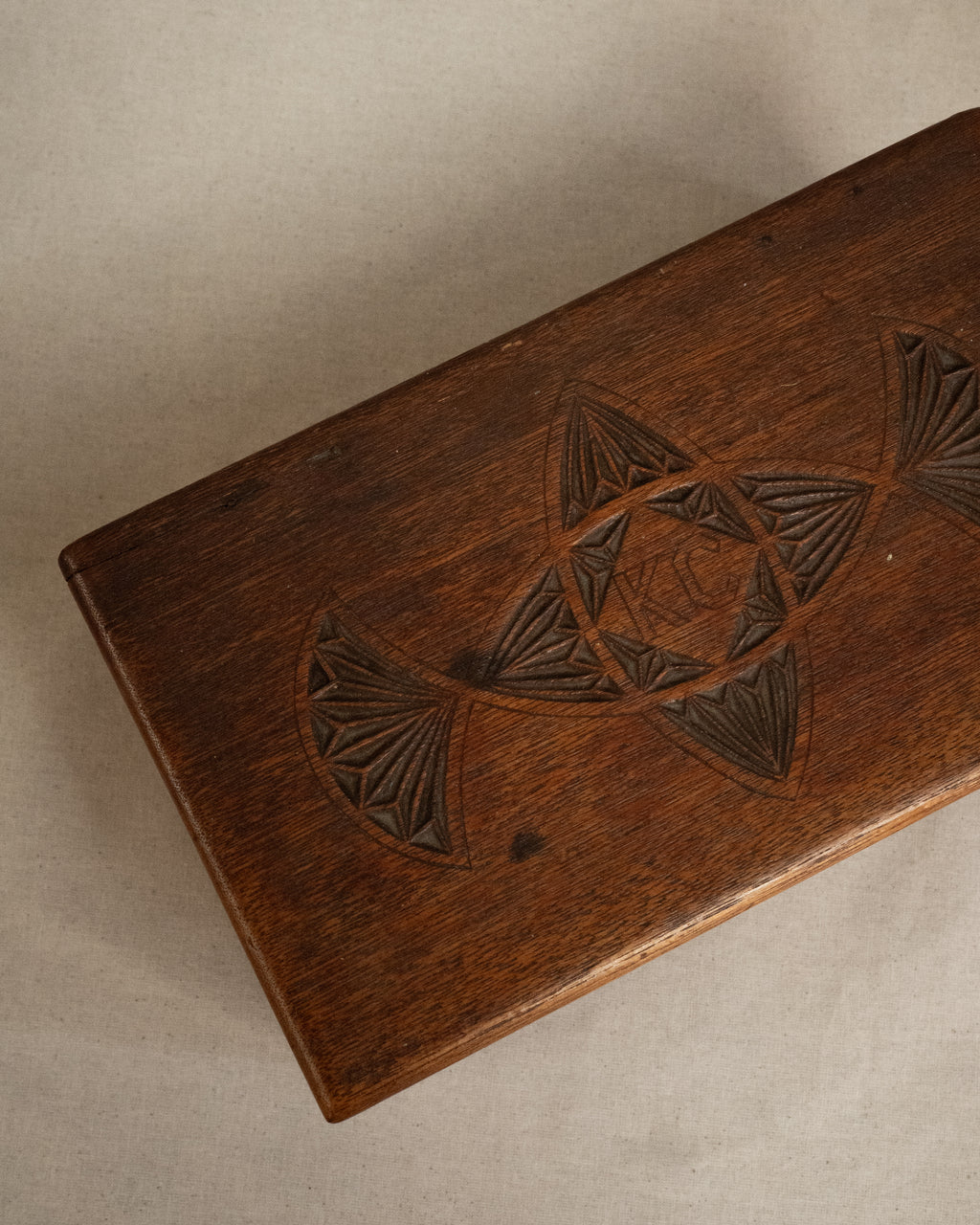Chip carved wooden box
